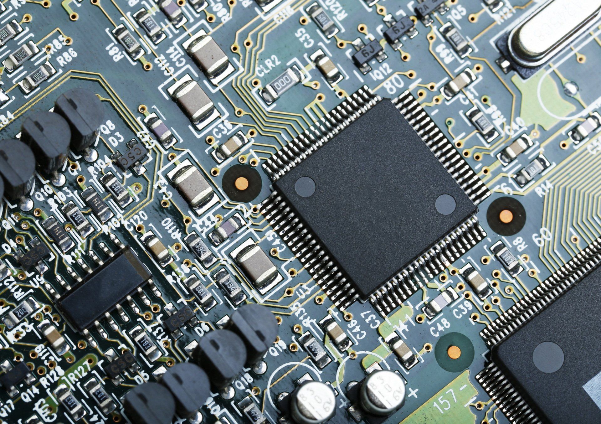 Close-up of a printed circuit board